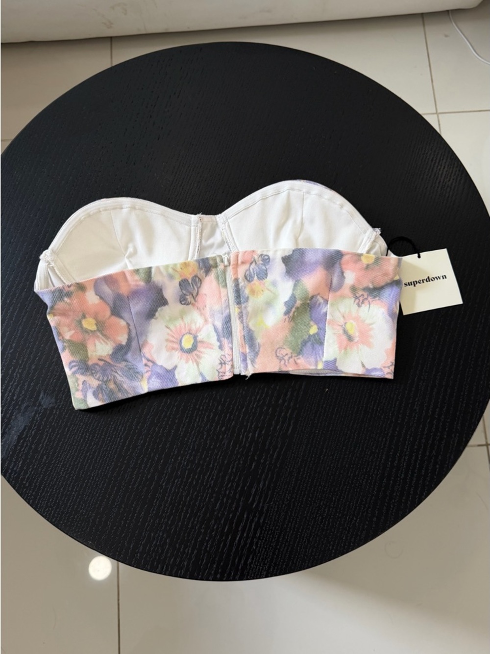 Revolve Strapless Floral Bustier Top - Lavender Pink - Picture 7 of 10